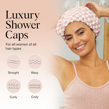 Louvae Luxury Satin Lined Shower Caps