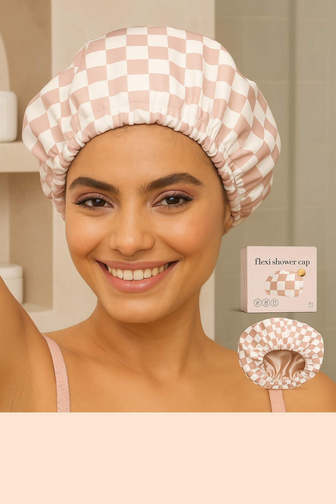 Louvae Luxury Satin Lined Shower Caps